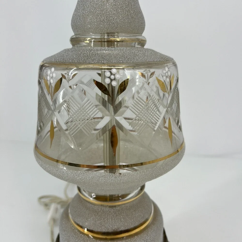 Vintage‎ Leviton Table Lamp Mid Century Modern Frosted Glass & Brass USA 29.5